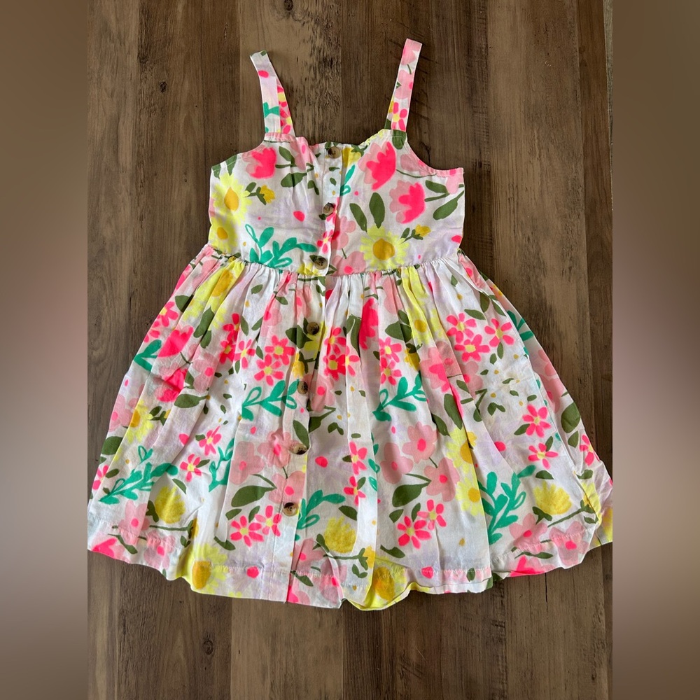 Floral Kids Dress in Pink and Yellow